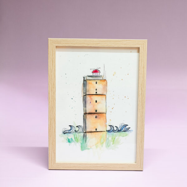 Poster aquarel de brandaris terschelling