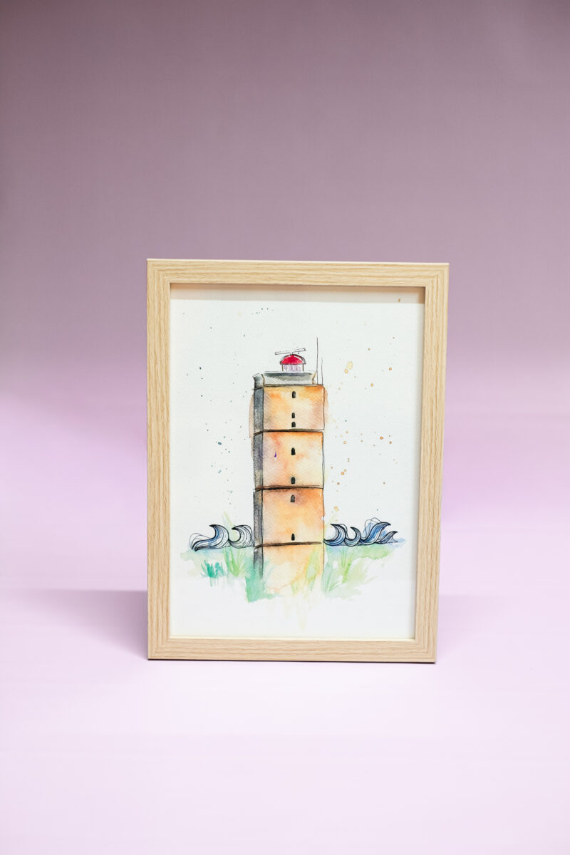 Poster aquarel de brandaris terschelling