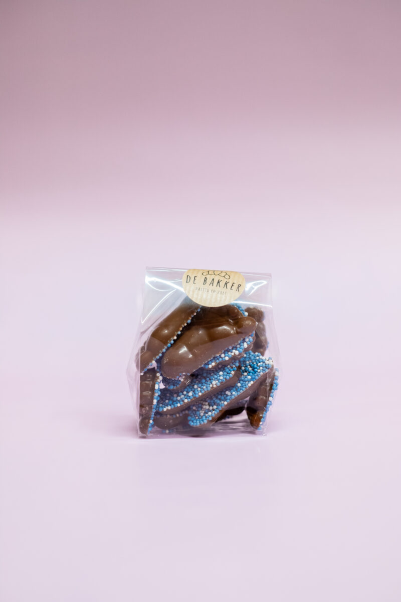 It's a boy! Choco baby voetjes, It's a boy! Choco baby voetjes, zakje van 100 gram
