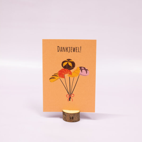 Kaart, de bakker, dankjewel, bosje brood