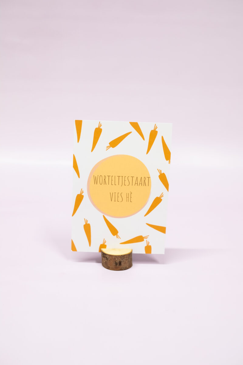 Kaart, de bakker, worteltjestaart