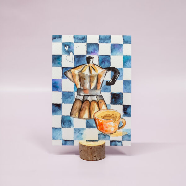 Koffiekan blauw linda koster kaart