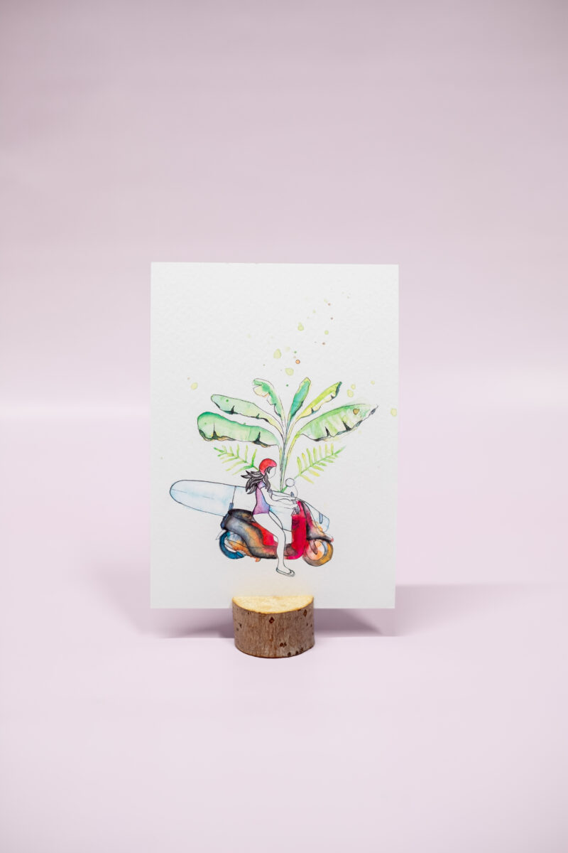 Meisje op scooter kaart linda koster